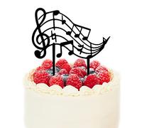 PLIGREAT Décorations de Gâteaux Décor de Cupcakes avec Notations Musicales en Acrylique Noir pour les Fêtes D'anniversaire des Musiciens Chanteurs Mélomanes Célébrations Fournitures pour Pâtisseries