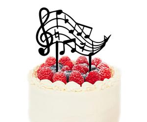 PLIGREAT Décorations de Gâteaux Décor de Cupcakes avec Notations Musicales en Acrylique Noir pour les Fêtes D'anniversaire des Musiciens Chanteurs Mélomanes Célébrations Fournitures pour Pâtisseries