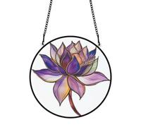 PLIGREAT fenêtre Suspendue Lotus Violet Acrylique Suncatcher Quatre Saisons thème Fleur Sun Catcher fenêtre tentures Ornements pour Jardin Salon Chambre Noël Arbre Decor