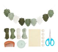 PLIGREAT Kit de tapisserie murale en macramé à suspendre à faire soi-même - Motif feuille verte - Pour chambre à coucher, salon, bureau, chambre d'enfant - Grand kit d'art mural bohème pour débutants
