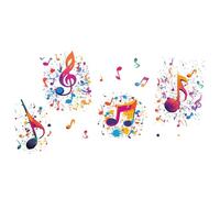 PLIGREAT Lot de 2 feuilles d'autocollants muraux en vinyle amovibles en forme de notes de musique colorées pour chambre d'enfant, chambre à coucher, salle de jeux, studio de musique, salle de classe