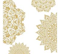 PLIGREAT Lot de 4 Autocollants Muraux Demi-Mandala Bohème en Vinyle Amovibles pour Décoration Murale de Salon Chambre à Coucher Yoga Salle de Méditation Salon de Thé Décoration Murale Intérieur Décor
