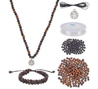 PLIGREAT Mala Perles Collier et Bracelet Kit de fabrication Perles en bois de rose avec arbre de vie Breloques Mala Making Kit Fournitures de prière pour débutants Femmes Hommes Cadeau