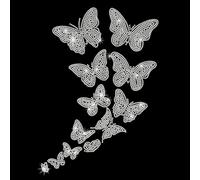 PLIGREAT paillettes strass fer sur patchs papillon volant Bling strass fer sur transferts pour vêtements veste Jeans chapeau Hotfix transfert strass patches femmes T shirt bricolage embellissement