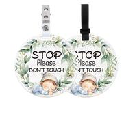 PLIGREAT Panneau D'Arrêt de Toucher pour Bébé 2 Ensemble pour Nouveau Né Fille Garçon Prématuré Cadeaux de Fête Prénatale Veuillez Ne Pas Toucher Signalisation de Rappel pour Bébé