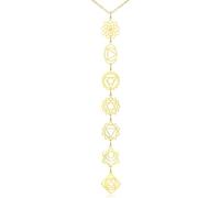 Plikin Collier 7 chakras pour femme Plaqué or 18 carats Collier de guérison Y Bijoux de méditation Hypoallergénique Cadeau spirituel