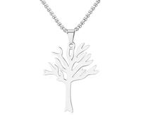 Plikin Collier arbre empoisonné en acier inoxydable pour femme Arbre de vie sans feuilles Bijoux Cadeaux