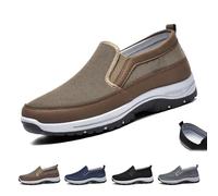 Plimsolls de Voyage orthopédiques Respirants, Chaussures orthopédiques pour Homme - Chaussures à Enfiler avec Soutien la voûte Plantaire, Baskets Respirantes légères antidérapantes(Brun,45 EU)