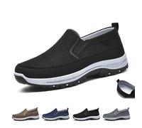 Plimsolls de Voyage orthopédiques Respirants, Chaussures orthopédiques pour Homme - Chaussures à Enfiler avec Soutien la voûte Plantaire, Baskets Respirantes légères antidérapantes(Noir,48 EU)
