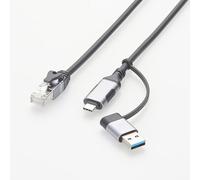 Plinkwirekb Câble de console USB-A USB-C 2 en 1 vers RJ45 Rollover avec chipset FTDI, RS-232 pour Cisco, Juniper, Ubiquiti, routeurs TP-Link et commutateurs