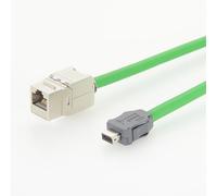Plinkwirekb PCM-HD-0290 IX Câble Ethernet CAT6A pour usage industriel, IX A-Key vers RJ45 Keystone femelle, blindé SFTP, TPU High-Flex, 0,2 m