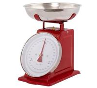 PLINT New 3KG Traditional Weighing Cuisine échelle avec bol en acier inoxydable, rétro Scales Mécanique Vintage, Rétro Food Scales with Large Metal Bowl (Red)