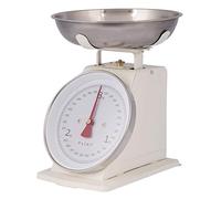 PLINT New 3KG Traditional Weighing Cuisine échelle avec bol en acier inoxydable, rétro Scales Mécanique Vintage, Rétro Food Scales with Large Metal Bowl (Cream)