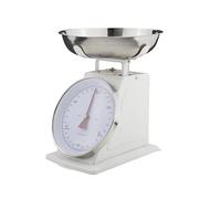PLINT New 3KG Traditional Weighing Kitchen Scale avec bol en acier inoxydable, rétro Scales Mécanique Vintage, Rétro Food Scales with Large Metal Bowl (Blanc)