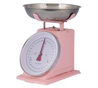 PLINT New 3KG Traditional Weighing Kitchen Scale avec bol en acier inoxydable, rétro Scales Mécanique Vintage, Rétro Food Scales with Large Metal Bowl (Rose)