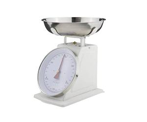 PLINT New 3KG Traditional Weighing Kitchen Scale avec bol en acier inoxydable, rétro Scales Mécanique Vintage, Rétro Food Scales with Large Metal Bowl (Blanc)