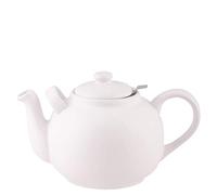 PLINT Simple & Stylish Ceramic Teapot, Globe Teapot with Stainless Steel Strainer, Ceramic Teapot for up to 10 cups, 2500 ml Ceramic Teapot, Flowering Tea Pot, TeaPot for Blooming Tea, White