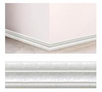 plinthe adhésive, Garniture de plinthe murale 3D autocollante, paquet de 2, 2,3 m, 8 cm, mousse PE multicolore(White)