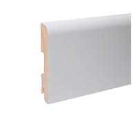 Plinthe en bois massif de 24 m avec bord avant arrondi blanc RAL9010 - Hauteur : 100 mm.