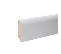 Plinthe en bois massif de 24 m avec bord avant arrondi blanc RAL9010 - Hauteur : 60 mm.