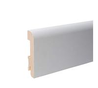 Plinthe en bois massif de 24 m avec bord avant arrondi blanc RAL9010 - Hauteur : 80 mm.