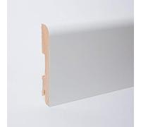Plinthe en bois véritable avec arrondi bord avant 100 x 20 x 2.400 mm opaque blanc laqué RAL 9013