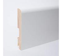 Plinthe en bois véritable avec arrondi bord avant 120 x 20 x 2.400 mm opaque blanc laqué RAL 9014