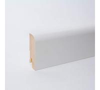 Plinthe en bois véritable avec arrondi bord avant 60 x 20 x 2.400 mm opaque blanc laqué RAL 9010