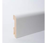 Plinthe en bois véritable avec arrondi bord avant 80 x 20 x 2.400 mm opaque blanc laqué RAL 9012