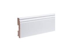 Plinthe en bois véritable profil Berlin 100 x 20 x 2.400 mm opaque blanc laqué RAL 9012