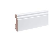 Plinthe en bois véritable profil Berlin 80 x 20 x 2.400 mm opaque blanc laqué RAL 9011