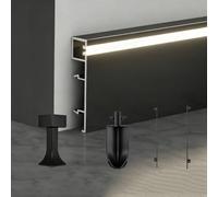 Plinthe Garniture De Plinthe De Sol En Aluminium Noir De 100 200 250 Cm, Plinthe De Canal De 5 À 8 Cm Avec Kit D'installation, Shadow Gap(Black 8cm/3'',64in/160cm)