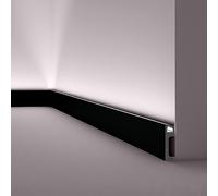 Plinthe LED Noire IL10 BLACK WALLSTYL - 80x23x2000mm - Profilé pour Éclairage Indirect - Haute Densité (HDPS) - NOËL & MARQUET - Design Moderne Noir Mat - 2 Mètres