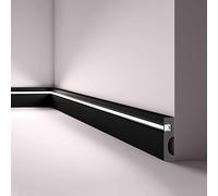 Plinthe LED Noire IL11 BLACK WALLSTYL - 80x20x2000mm - Profilé pour Éclairage Indirect - Haute Densité (HDPS) - NOËL & MARQUET - Design Moderne Noir Mat - 2 Mètres