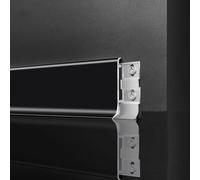 Plinthe Métallique, 4 Pièces * 125 Cm, Moulure De Plinthe En Aluminium, Pour La Décoration Et La Réparation Des Bases Murales- Facile À Couper(Black,46mm)