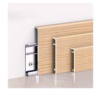 Plinthe moderne en aluminium à grain de bois, garniture facile à découper, installation et nettoyage rapides, for la protection des bords des murs et des sols(L,Height: 8 cm/3.15in)