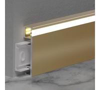 Plinthe Plinthe Murale Pour Diffuseur LED, 80mm De Haut Et 160cm De Long Garniture De Plinthe Noire, Blanche Et Dorée, Plinthe Décorative D'intérieur En Aluminium(Gold,2 Pack)