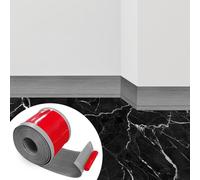 Plinthe Souple Autoadhésive, Plinthe Adhesive en PVC, 10M Grain de Bois Gris Plinthe Cuisine, 10cm de Large, Bande Décorative Flexible, Plinthe Autoadhésive pour Cuisines, Salles de Bains et Salons