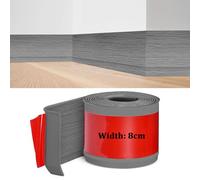 Plinthe Souple Autoadhésive, Plinthe Adhesive en PVC, 3.0M Grain de Bois Gris Plinthe Cuisine, 8cm de Large, Bande Décorative Flexible, Plinthe Autoadhésive pour Cuisines, Salles de Bains et Salons