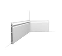 Orac Plinthe SX206 200 cm x 1,8 cm x 18 cm Polystyrène extrudé (HDPS) lisse classique arrondi avec passage de câble prétraité