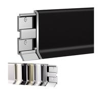 Plinthes en aluminium avec cache-plancher - Profilé de sol invisible for salon et chambre - Longueur : 125 cm, Hauteur : 8 cm(Black,6 Pack)