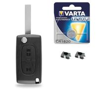 Plip Boitier / Coque de Clef Compatible Télécommande Peugeot Partner + 2 Switch + Pile CR1620 VARTA - Kit iRace Keys® (CE0523 - Pile sur Carte électronique)