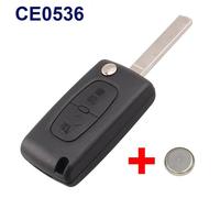 PLIP CLEF CLE COMPATIBLE PEUGEOT 107 207 307 308 407 PARTNER EXPERT 2 BOUTON / CE0536 / LAME SANS RAINURE + PILE 1620