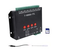 Pliraydn Contrôleur de pixels LED Connectivité améliorée WS2811 DMX512 | Support WS2811 et WS2812B, jusqu’à 8192 pixels, carte SD pour effets, alimentation 5-24 V, boîtier métallique noir.