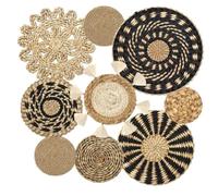 Pliraydn Décor Panier mural boho tressé Panier rond salon et chambre | Suspension facile avec corde tressée; couleur conforme à l’image et différence selon l’écran.