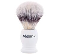Plisson - Blaireau de Rasage Classique, Blaireau Synthétique Fibre Blanche de Haute Qualité - Manche Blanc - Taille 12 Standard - Confort et Douceur - Fabrication Française