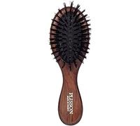 Plisson - Brosse à Cheveux Pneumatique de Sac pour Femmes et Hommes - Mini Brosse Traditionnelle, 13 cm - Bois Naturel, 100% Pur Poils de Sanglier - Fabrication Française