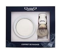 Plisson - Coffret Rasage Blaireau Blanc Nacré en Fibre Blanche Taille 12 Support Bol Savon