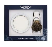Plisson Coffret Rasage Blaireau Blanc Nacré en Poil Naturel Gris Taille 12 Support Bol Savon