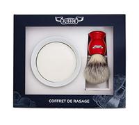 Plisson Coffret Rasage Blaireau Rouge Nacré en Fibre Blanche Taille 12 Support Bol Savon